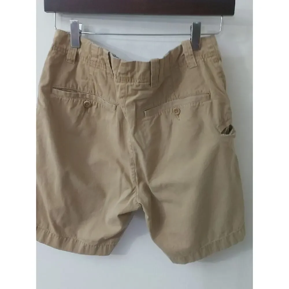 Roundtree & Yorke Casuals Flat Front Bermuda Khaki Shorts 30 Vacation Academia